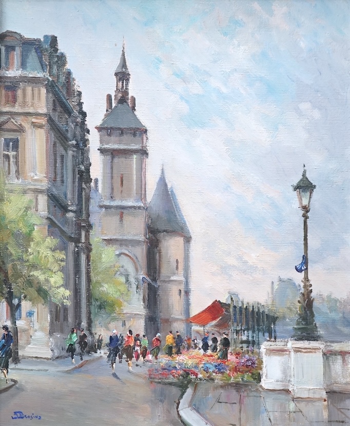 Julian Brosius (French, 1917-2004), oil on canvas, ‘On the bank of the River Seine, Paris’, signed, 45 x 37cm